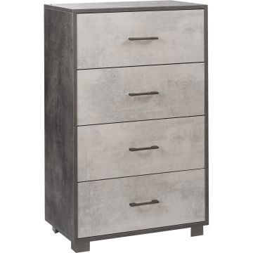 Mobile quadrante 4 cassetti h 112 cm colore Cemento