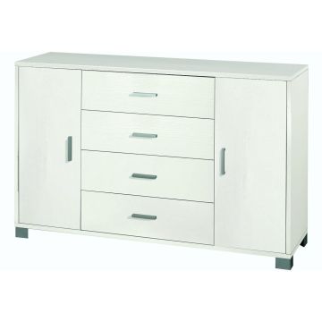 Mobile 2 ante 4 cassetti h 86 cm colore Bianco Fiammato