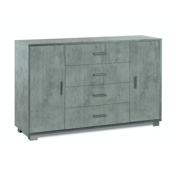 Mobile 2 ante 4 cassetti h 86 cm colore Cemento