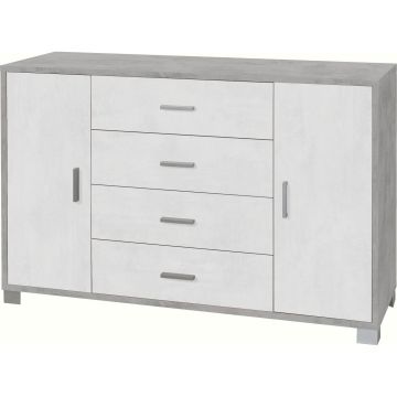 Mobile 2 ante 4 cassetti h 86 cm colore Ossido Bianco