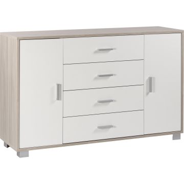 Mobile 2 ante 4 cassetti h 86 cm colore Bianco Fiammato