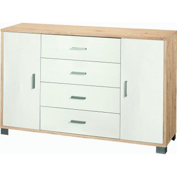 Mobile 2 ante 4 cassetti h 86 cm colore Bianco Fiammato
