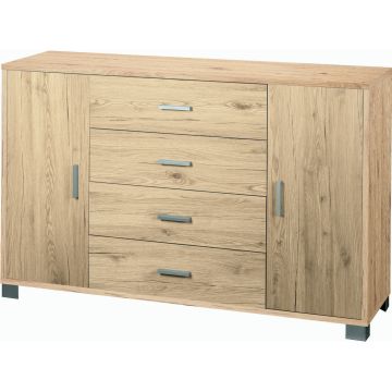 Mobile 2 ante 4 cassetti h 86 cm colore Rovere Naturale