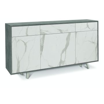 Madia 3 ante 3 cassetti h 92 cm colore Marmo Calacatta