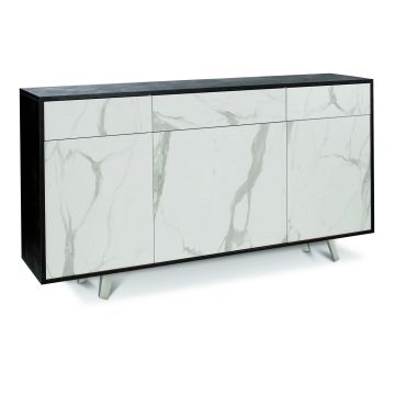 Madia 3 ante 3 cassetti h 92 cm colore Marmo Calacatta