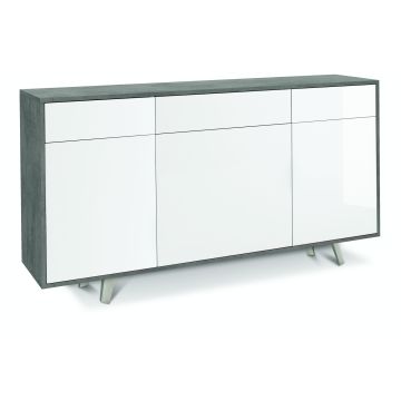 Madia 3 ante 3 cassetti h 92 cm colore Bianco Lucido