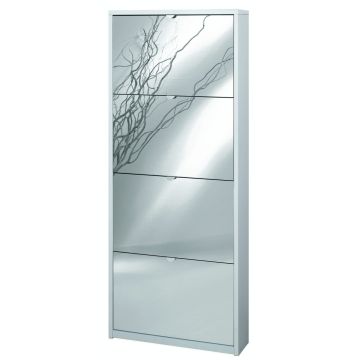 Scarpiera 4 ante 10 posti h 154 cm colore Specchio Naturale