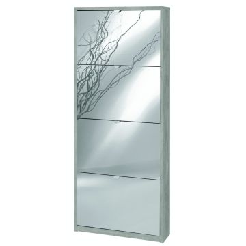 Scarpiera 4 ante 10 posti h 154 cm colore Specchio Naturale
