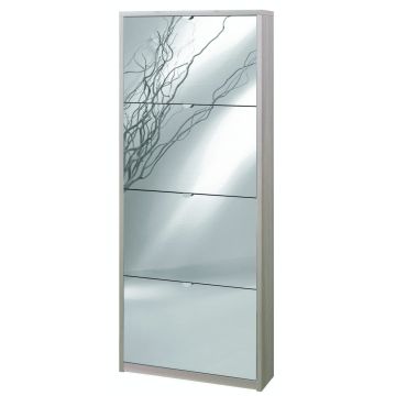 Scarpiera 4 ante 10 posti h 154 cm colore Specchio Naturale