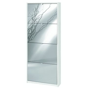 Scarpiera 4 ante 10 posti h 154 cm colore Specchio Naturale