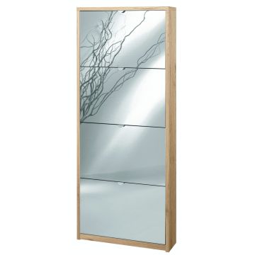 Scarpiera 4 ante 10 posti h 154 cm colore Specchio Naturale