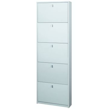 Scarpiera 5 ante 12 posti h 190 cm colore Bianco Fiammato