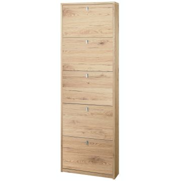 Scarpiera 5 ante 12 posti h 190 cm colore Rovere Naturale