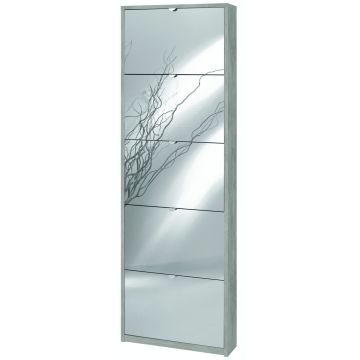 Scarpiera 5 ante 12 posti h 190 cm colore Specchio Naturale