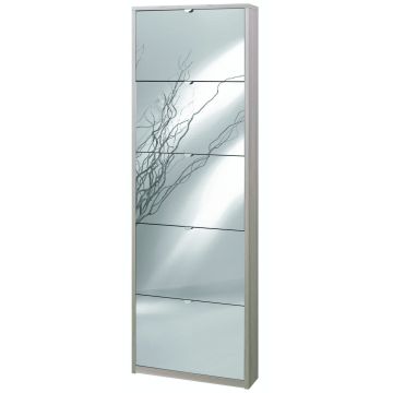Scarpiera 5 ante 12 posti h 190 cm colore Specchio Naturale