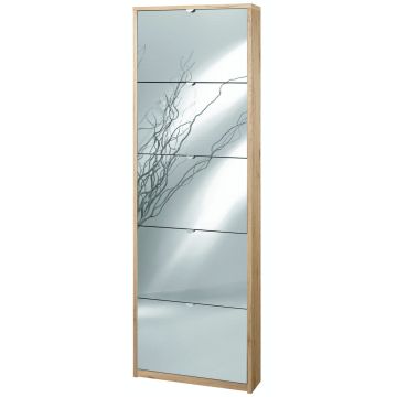 Scarpiera 5 ante 12 posti h 190 cm colore Specchio Naturale