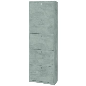 Scarpiera 5 ante 25 posti h 190 cm colore Cemento