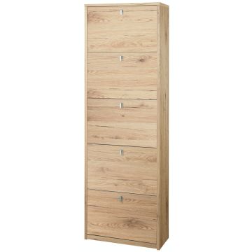 Scarpiera 5 ante 25 posti h 190 cm colore Rovere Naturale