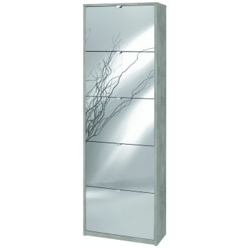Scarpiera 5 ante 25 posti h 190 cm colore Specchio Naturale
