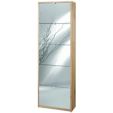 Scarpiera 5 ante 25 posti h 190 cm colore Specchio Naturale