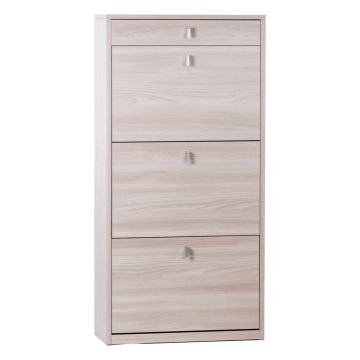 Scarpiera 3 ante e 1 cassetto 15 posti h 127 cm colore Olmo Chiaro