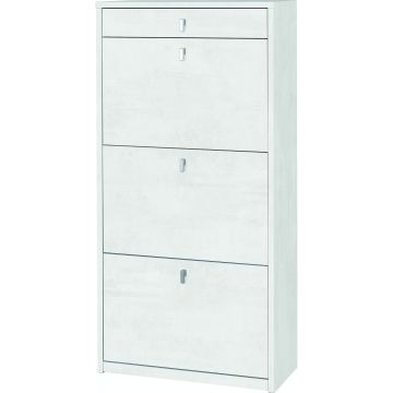 Scarpiera 3 ante e 1 cassetto 15 posti h 127 cm colore Ossido Bianco