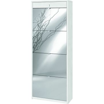 Scarpiera 4 ante e 1 cassetto 20 posti h 164 cm colore Specchio Naturale