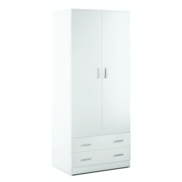 Armadio 2 ante 2 cassetti h 182 cm colore Bianco Lisco