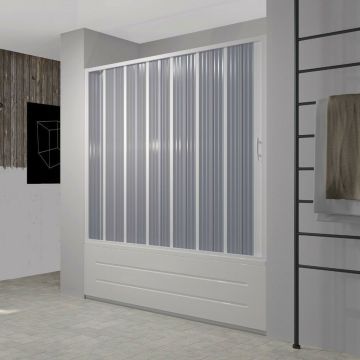 Porta Doccia Sopravasca 170 cm in PVC a soffietto con Apertura Laterale H 150 cm colore Bianco mod. Flex