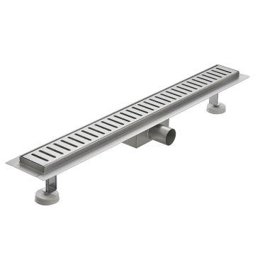 Canalina di scarico doccia in acciaio inox con griglia a righe 50 cm mod. Stripe