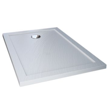 Piatto Doccia Slim 70x170x4 cm Rettangolare Acrilico Bordato Bianco Effetto Pietra mod. Flower