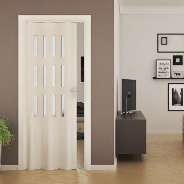 Porta a Soffietto da Interno in PVC mod. Luciana Vetro