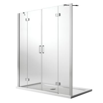 Porta Doccia 170CM H190 Vetro Trasparente con Easy-Clean mod. Flip Anta + Anta