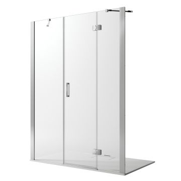 Porta Doccia 140CM H190 Vetro Trasparente con Easy-Clean mod. Flip Anta + Fisso