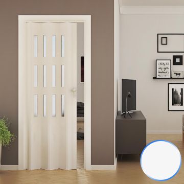 Porta a Soffietto da Interno in PVC Bianca Vetro Satinato 88,5x214 cm mod. Luciana