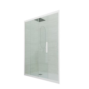 Porta doccia 1 anta scorrevole H 200 Vetro Trasparente Profilo Bianco Matt mod. Deco