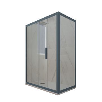Box doccia 1 anta scorrevole H 200 Vetro Trasparente Profilo Blu Navy mod. Deco Duo