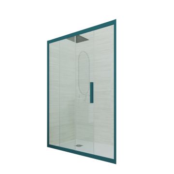 Porta doccia 1 anta scorrevole H 200 Vetro Trasparente Profilo Verde night watch mod. Deco