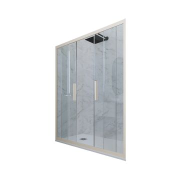 Porta doccia 2 ante scorrevoli H 200 Vetro Trasparente Profilo Champagne mod. Glam