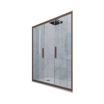 Porta doccia 2 ante scorrevoli H 200 Vetro Trasparente Profilo Chocolate mod. Glam
