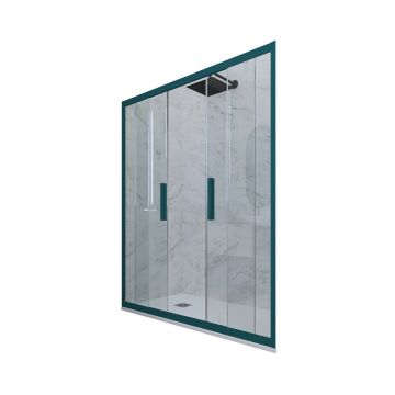 Porta doccia 2 ante scorrevoli H 200 Vetro Trasparente Profilo Verde night watch mod. Glam