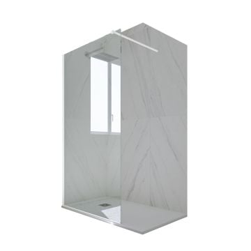 Parete doccia Walk-in H 200 Vetro Trasparente Profilo Bianco Matt mod. Kolors