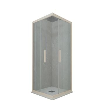 Box doccia angolare scorrevole H 200 Vetro Trasparente Profilo Champagne mod. Kolors