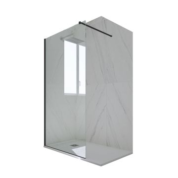 Parete doccia Walk-in H 200 Vetro Trasparente Profilo Nero Matt mod. Kolors