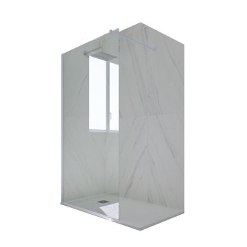 Parete doccia Walk-in H 200 Vetro Trasparente Profilo Blu Vintage mod. Kolors