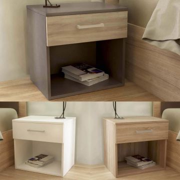 Comodino con un cassetto ed un vano a vista inferiore 44,5x35x43,5h cm vari colori disponibili mod. Nightstand