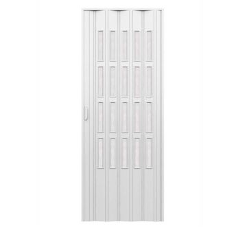 Porta a soffietto da interno in kit con vetri in PVC Bianca 82x220 cm mod. Sonia