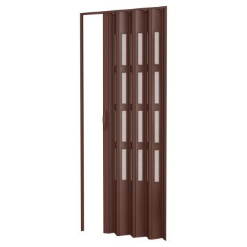 Porta a soffietto da interno in kit con vetri in PVC Noce 82x210 cm mod. Sonia