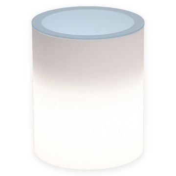 Tavolino basso luminoso tondo Ø 40 cm H 50 in resina con vetro temperato 8 mm led colorato mod. Relax Led