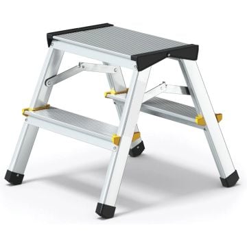 Sgabello scala in alluminio doppia salita portata fino a 125kg